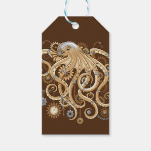 Octopus Steampunk Retro Mechanical Fantasy Gift Tags