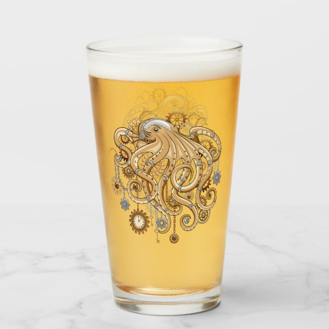 Octopus Steampunk Retro Mechanical Fantasy Glass (Front Filled)
