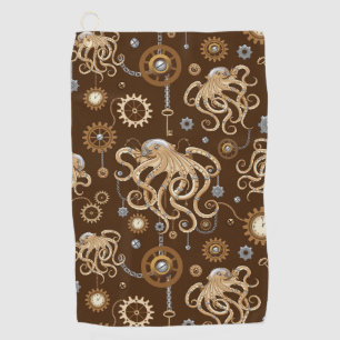 Octopus Steampunk Retro Mechanical Fantasy Golf Towel