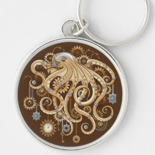 Octopus Steampunk Retro Mechanical Fantasy Key Ring