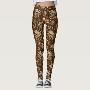 Octopus Steampunk Retro Mechanical Fantasy Leggings