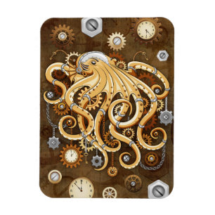 Octopus Steampunk Retro Mechanical Fantasy Magnet