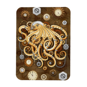 Octopus Steampunk Retro Mechanical Fantasy Magnet