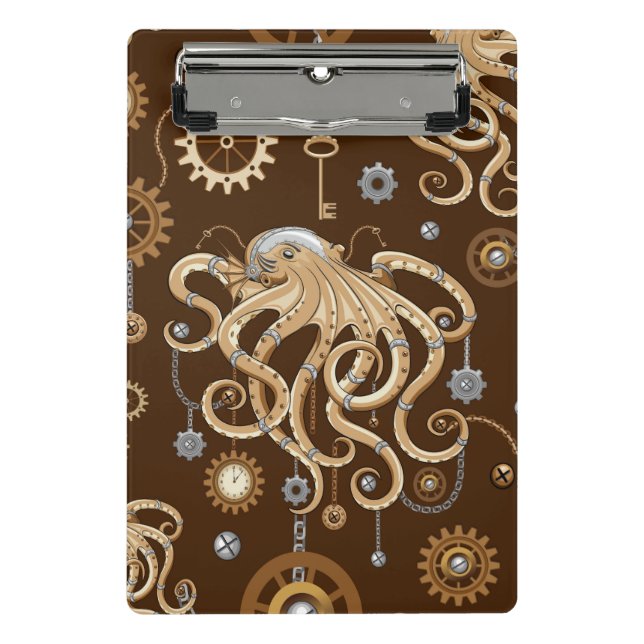 Octopus Steampunk Retro Mechanical Fantasy Mini Clipboard (Front)