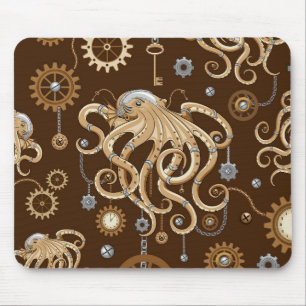 Octopus Steampunk Retro Mechanical Fantasy Mouse Mat