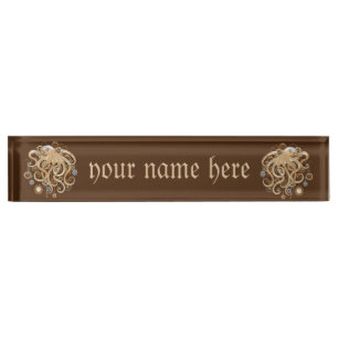 Octopus Steampunk Retro Mechanical Fantasy Nameplate