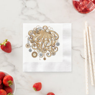 Octopus Steampunk Retro Mechanical Fantasy Napkin