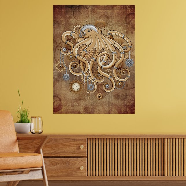 Octopus Steampunk Retro Mechanical Fantasy Poster (Living Room 2)