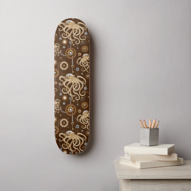 Octopus Steampunk Retro Mechanical Fantasy Skateboard (Wall Art)