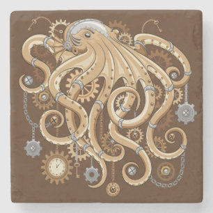 Octopus Steampunk Retro Mechanical Fantasy Stone Coaster