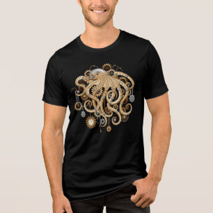 Octopus Steampunk Retro Mechanical Fantasy Tri-Blend Shirt