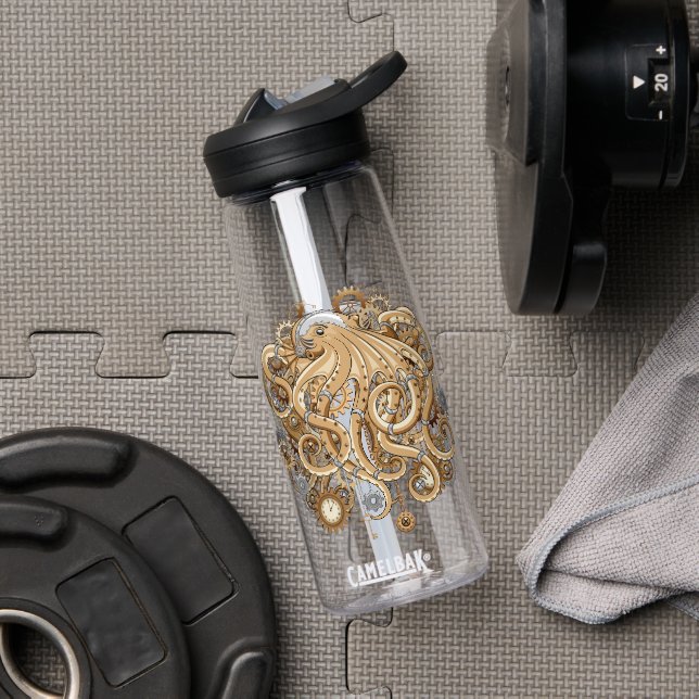 Octopus Steampunk Retro Mechanical Fantasy Water Bottle (Gym (Rotated))