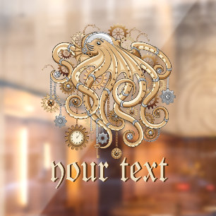 Octopus Steampunk Retro Mechanical Fantasy Window Cling