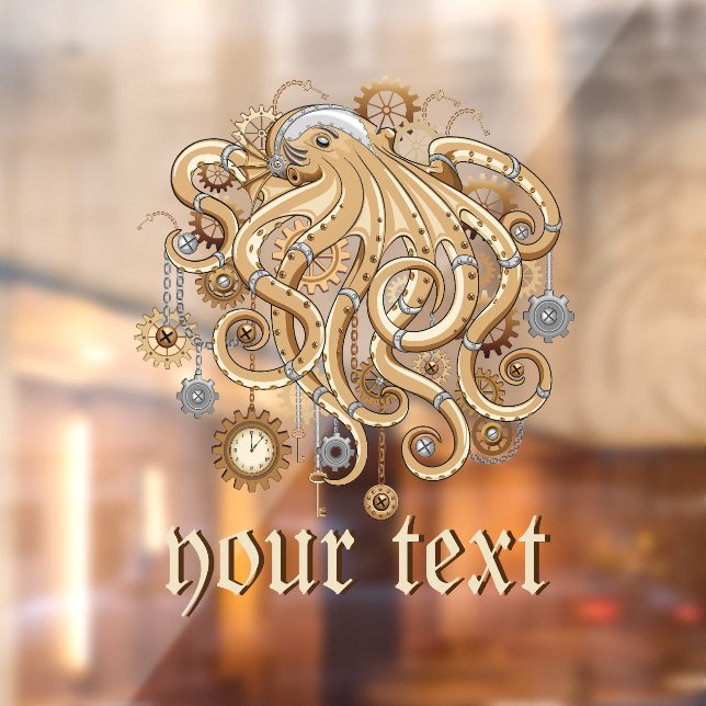Octopus Steampunk Retro Mechanical Fantasy Window Cling (Sheet 2)