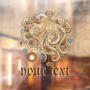 Octopus Steampunk Retro Mechanical Fantasy Window Cling