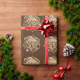 Octopus Steampunk Retro Mechanical Fantasy Wrapping Paper