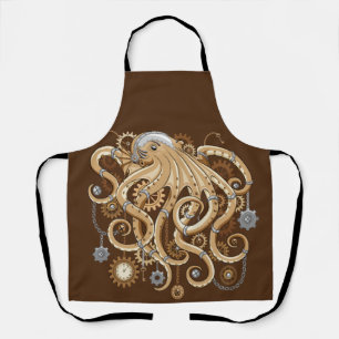 Octopus Steampunk Surreal Retro Style Machine  Apron