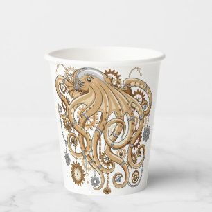 Octopus Steampunk Surreal Retro Style Machine Paper Cups