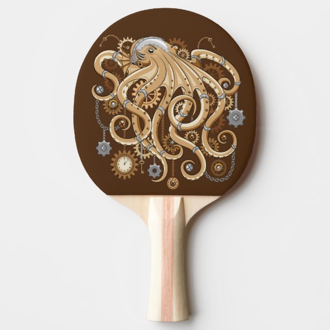 Octopus Steampunk Surreal Retro Style Machine   Ping Pong Paddle (Front)