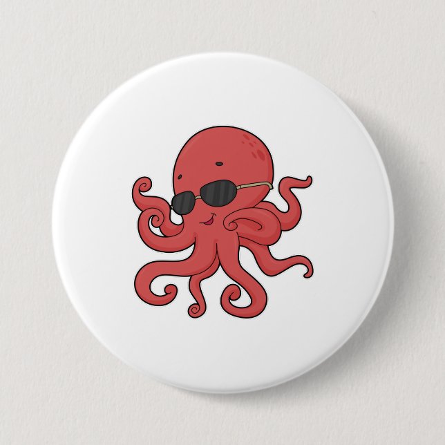 Octopus Sunglasses 7.5 Cm Round Badge (Front)