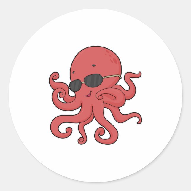 Octopus Sunglasses Classic Round Sticker (Front)
