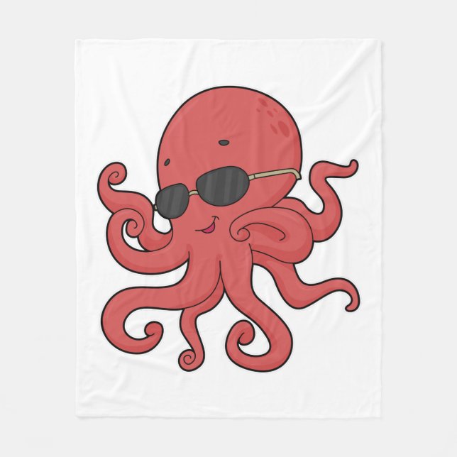 Octopus Sunglasses Fleece Blanket (Front)