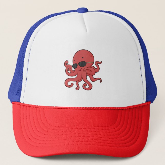 Octopus Sunglasses Trucker Hat (Front)
