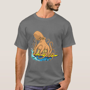 Octopus Surfing Surfboard Summer T-Shirt