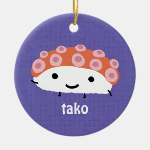 Octopus Sushi (tako) Cute Kawaii Character Holiday Ceramic Tree Decoration