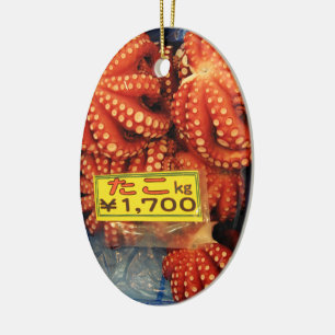 Octopus Tako たこ Tsukiji Fish Market, Tokyo, Japan Ceramic Tree Decoration