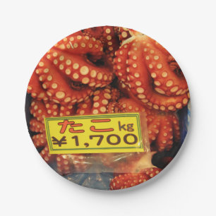 Octopus Tako たこ Tsukiji Fish Market, Tokyo, Japan Paper Plate