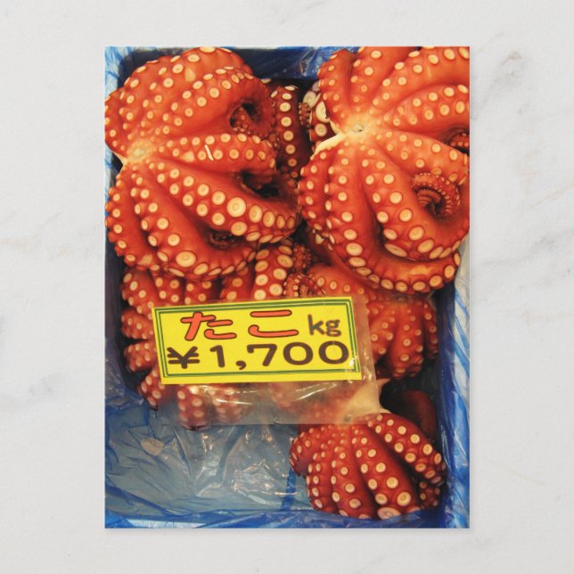 Octopus Tako たこ Tsukiji Fish Market, Tokyo, Japan Postcard (Front)