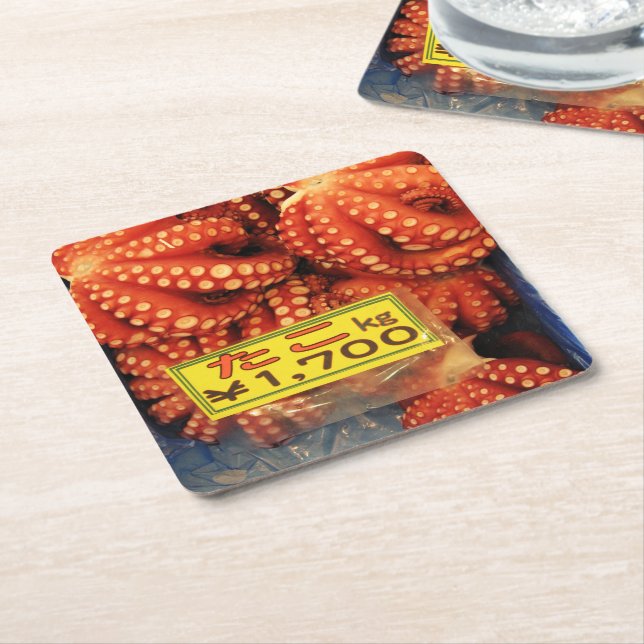 Octopus Tako たこ Tsukiji Fish Market, Tokyo, Japan Square Paper Coaster (Angled)