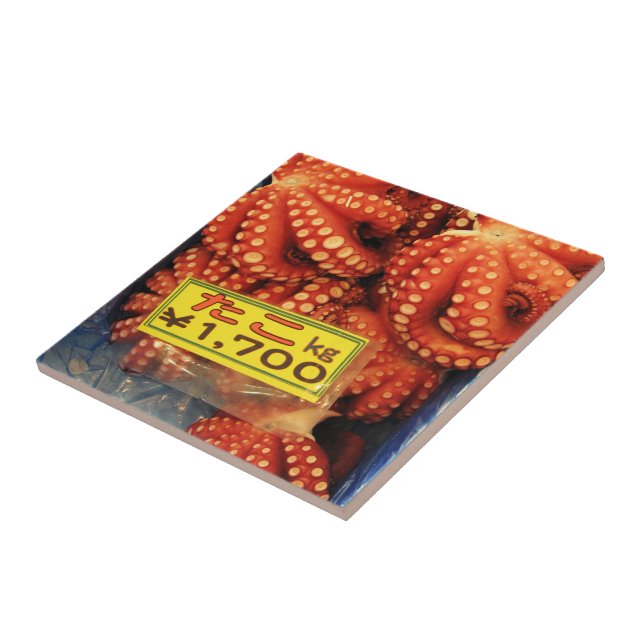 Octopus Tako たこ Tsukiji Fish Market, Tokyo, Japan Tile (Side)