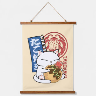 Octopus Takoyaki Cat Hanging Tapestry