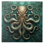 Octopus Teal and Copper Marine Life Aquatic Tile<br><div class="desc">Dive into the depths of marine life with this eye-catching aquatic masterpiece. The teal and copper hues bring the octopus to life, while the 3D effect adds depth and realism to the design. It's a perfect way to showcase your love for the ocean and its intriguing creatures. Add a touch...</div>