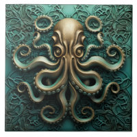 Octopus Teal and Copper Marine Life Aquatic