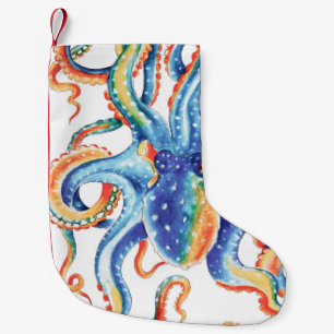 Octopus Tentacles Colourful Watercolor Art Small Christmas Stocking