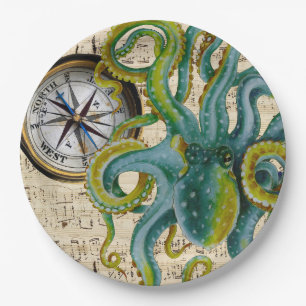 Octopus Tentacles Compass Music Paper Plate