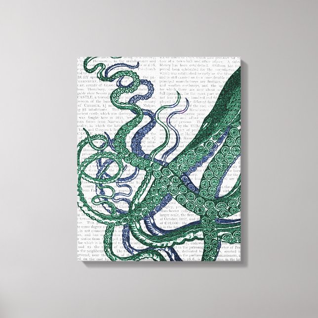 Octopus Tentacles Green and Blue Canvas Print (Front)