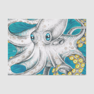 Octopus Tentacles Green teal ink Tissue Paper