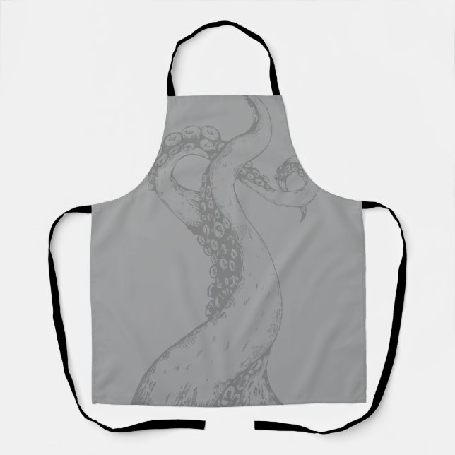 octopus tentacles grey on grey apron (Front)