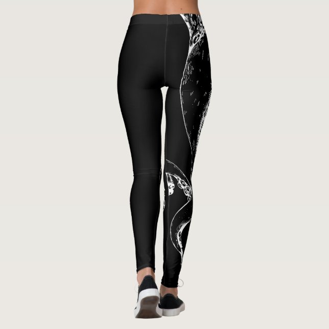 octopus tentacles negative on black leggings (Back)