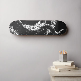octopus tentacles negative on black skate board