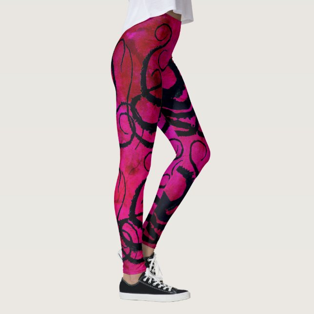 Octopus Tentacles On Hot Pink - Leggings (Right)