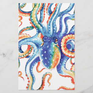 Octopus Tentacles Watercolor Colourful Art Stationery