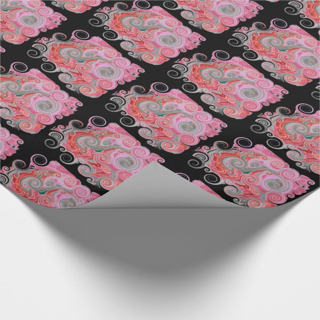 Octopus Tracks - Pink - Bookbinding EndPaper Wrapping Paper (Corner)