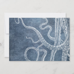 Octopus - Twilight Blue Faded Denim Watercolor Art Card