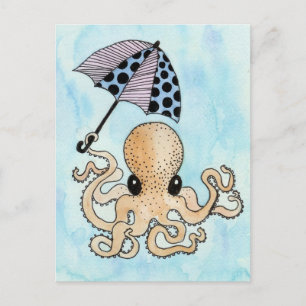 Octopus & Umbrella Postcard