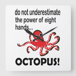 Octopus Under The Sea Funny Octopus Square Wall Clock